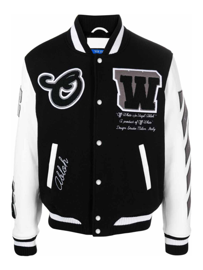Shop Off-white Varsity Bomber Jacket In Black