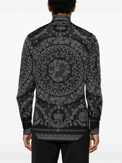 Shop Versace Baroque Print Shirt In Black