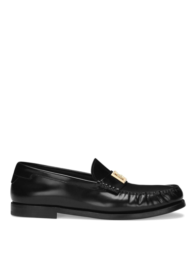 Shop Dolce & Gabbana Loafers With Logo In Black
