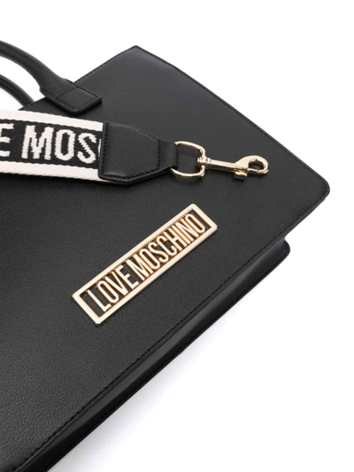 Shop Love Moschino Lettering Logo Bag In Black