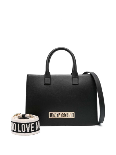 Shop Love Moschino Lettering Logo Bag In Black