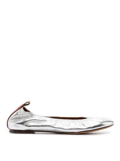 Shop Lanvin Silver Ballet Flats In Metallic