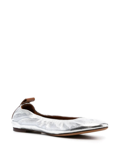 Lanvin Silver Leather Ballet Shoes In Metallic