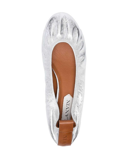 Lanvin Silver Leather Ballet Shoes In Metallic