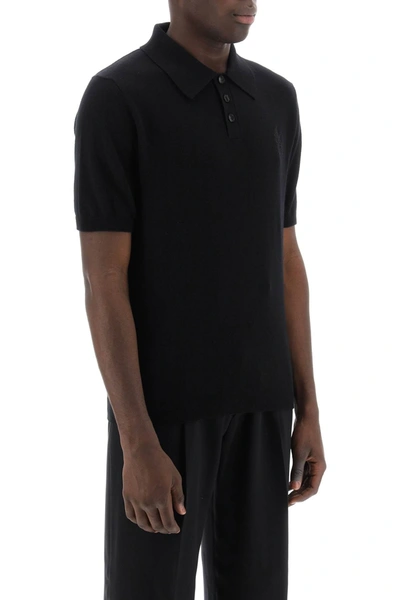 Shop Amiri Stack Logo Cashmere Polo Shirt Men In Black