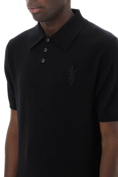 Shop Amiri Stack Logo Cashmere Polo Shirt Men In Black