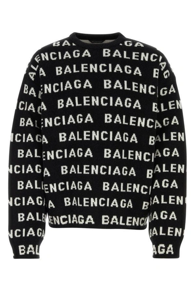 Shop Balenciaga Man Black Wool Blend Sweater
