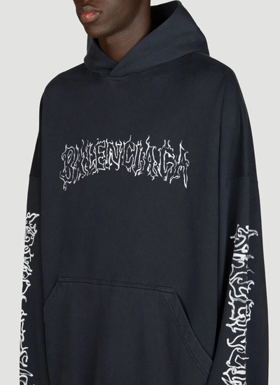 Shop Balenciaga Men Darkwave Large Fit Hooded Sweatshirt In Black