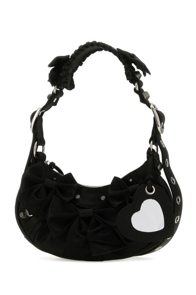 Shop Balenciaga Woman Black Satin Le Cagole Xs Shoulder Bag