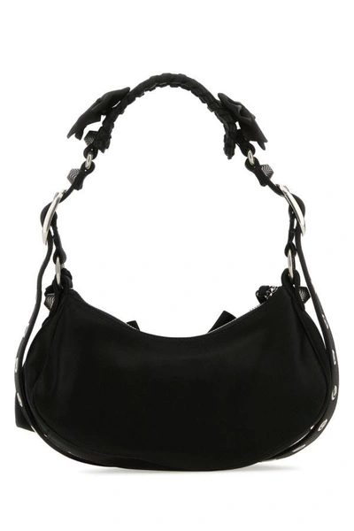 Shop Balenciaga Woman Black Satin Le Cagole Xs Shoulder Bag