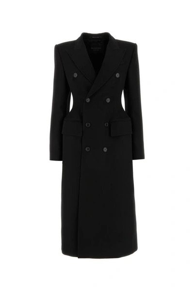 Balenciaga Sophisticated Wool Coat With Flap Pockets In Black