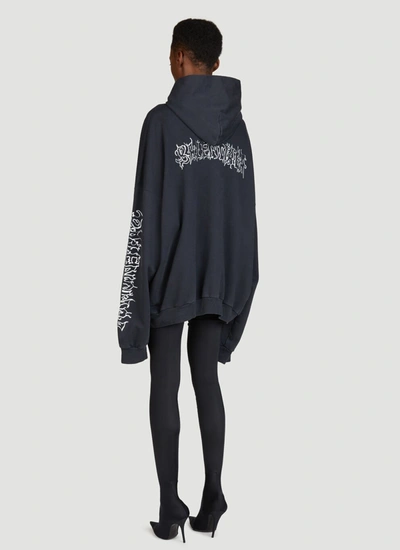 Shop Balenciaga Women Darkwave Large Fit Hooded Sweatshirt In Black