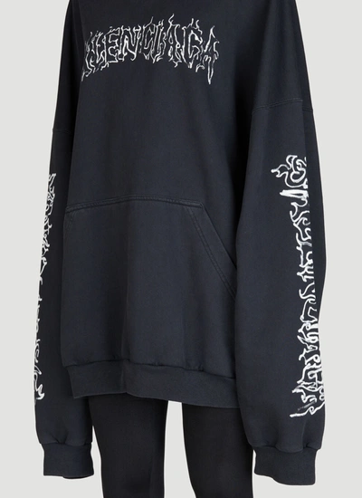 Shop Balenciaga Women Darkwave Large Fit Hooded Sweatshirt In Black