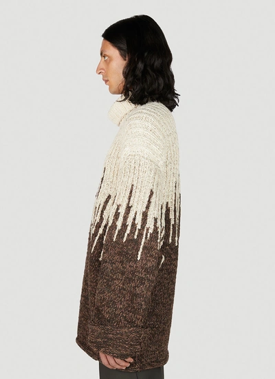 Shop Bottega Veneta Men Graphic Wool Knit Turtleneck Sweater In Brown