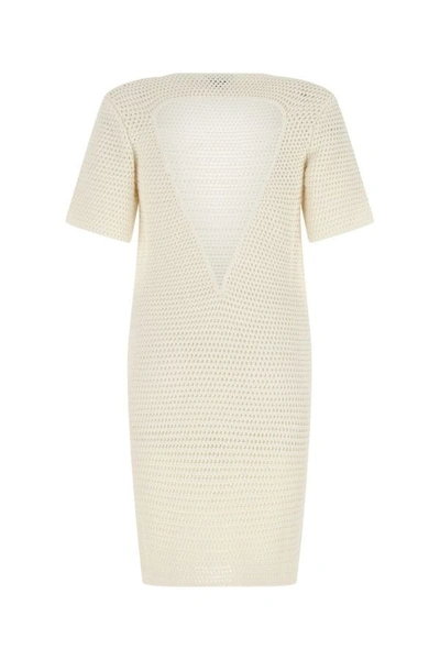 Shop Bottega Veneta Woman Ivory Crochet Dress In White