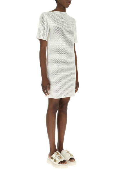 Shop Bottega Veneta Woman Ivory Crochet Dress In White
