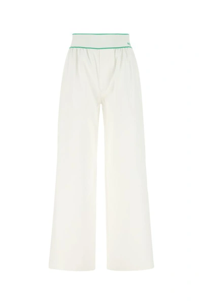 Shop Bottega Veneta Woman White Cotton Wide-leg Pant