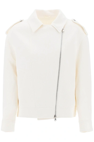 Shop Brunello Cucinelli Cotton-linen Biker Jacket Women In White