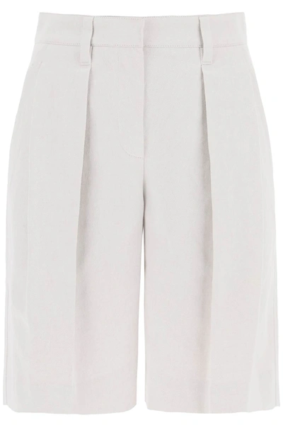 Shop Brunello Cucinelli Cotton-linen Shorts Women In Cream