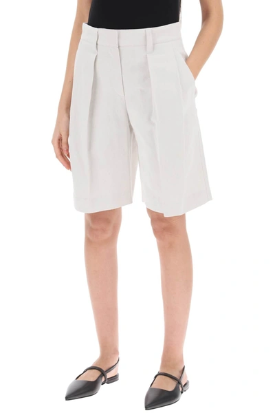 Shop Brunello Cucinelli Cotton-linen Shorts Women In Cream