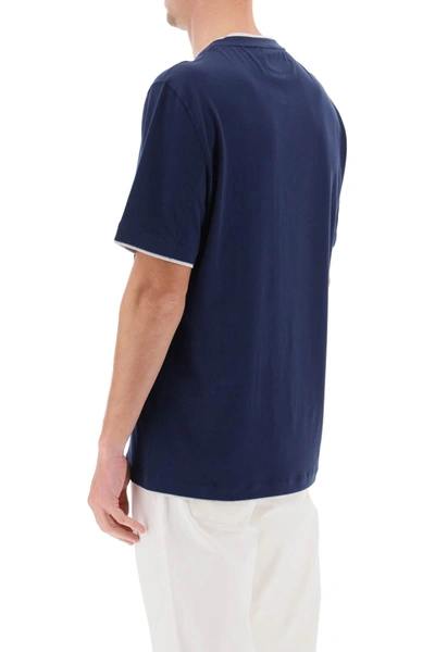 Shop Brunello Cucinelli Layered-effect T-shirt Men In Blue