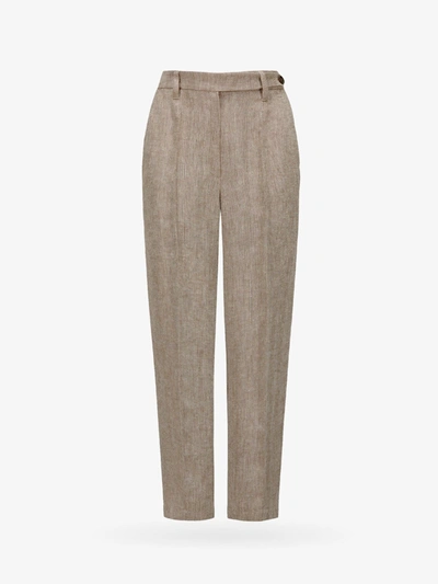 Shop Brunello Cucinelli Woman Trouser Woman Brown Pants