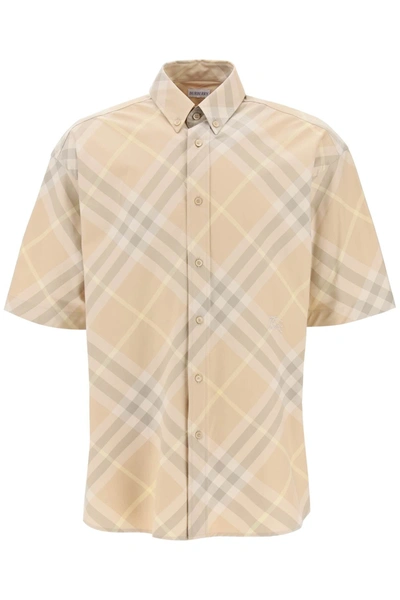 Shop Burberry "organic Cotton Checkered Shirt Men In Multicolor