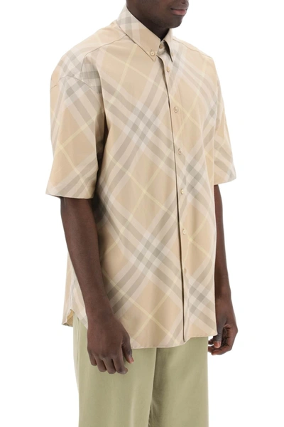 Shop Burberry "organic Cotton Checkered Shirt Men In Multicolor