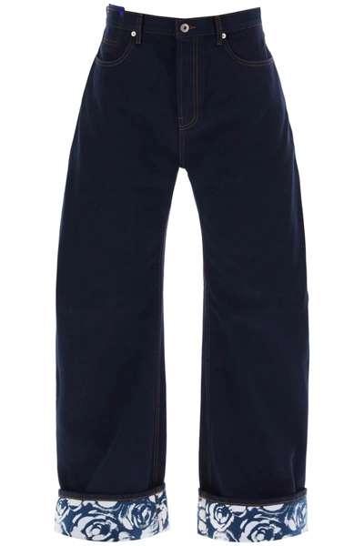 Shop Burberry Japanese Denim Baggy Jeans In Men In Blue