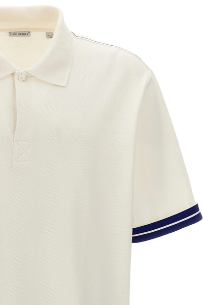Shop Burberry Men 'ekd' Polo Shirt In White