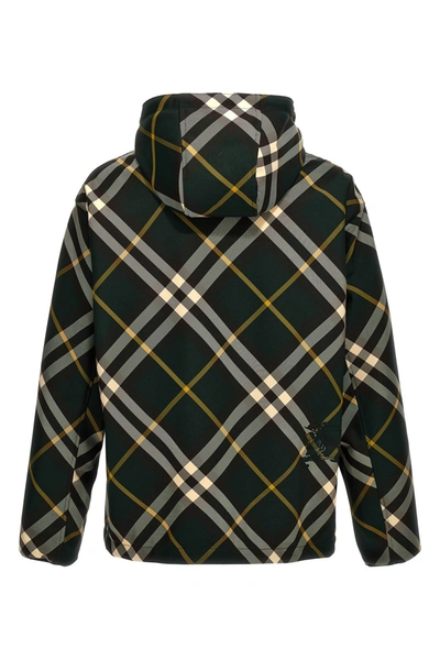 Shop Burberry Men Check Jacket In Green