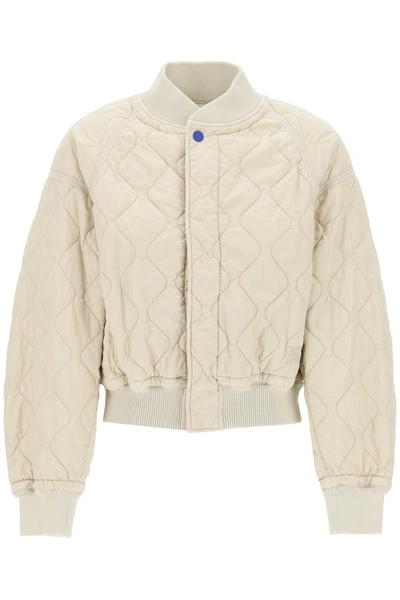 Shop Burberry Quilted Bomber Jacket Women In Cream