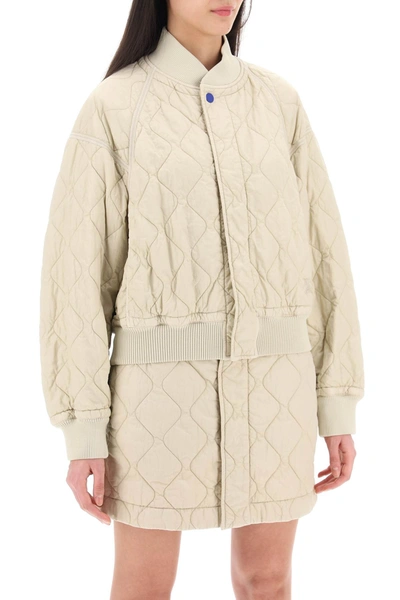 Shop Burberry Quilted Bomber Jacket Women In Cream