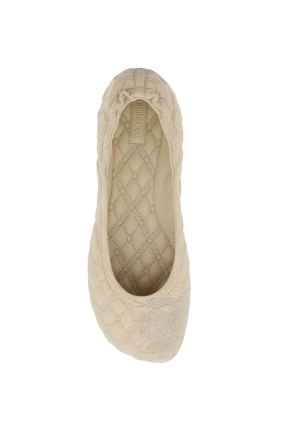 Shop Burberry Quilted Leather Sadler Ballet Flats Women In Cream