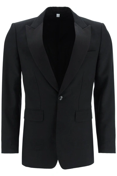 Shop Burberry Tuxedo Jacket With Jacquard Details Men In Black