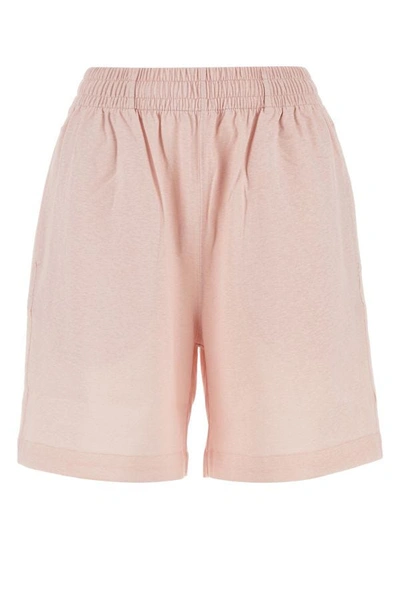Burberry Elastic Waistband Cotton Shorts With Contrast Trim In Pink