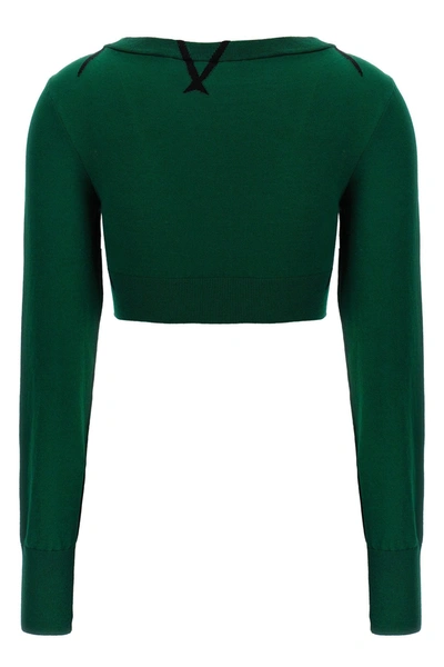 Burberry Check Cotton Knit Long Sleeve Sweater In Green