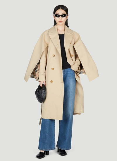 Shop Burberry Women Cotness Double-breasted Trench Coat In Cream