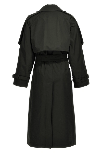 Shop Burberry Women Long Trench Coat In Black