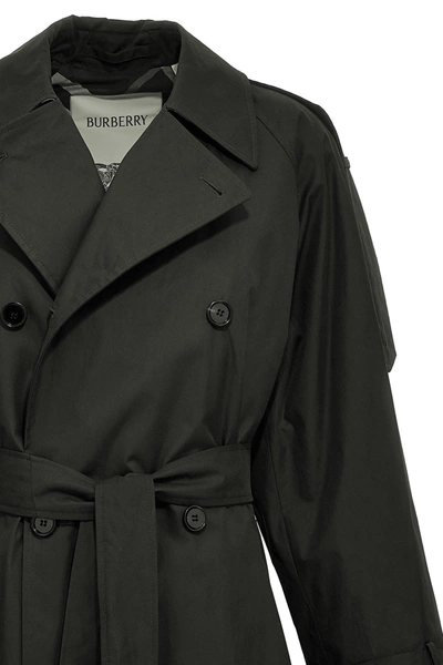 Shop Burberry Women Long Trench Coat In Black