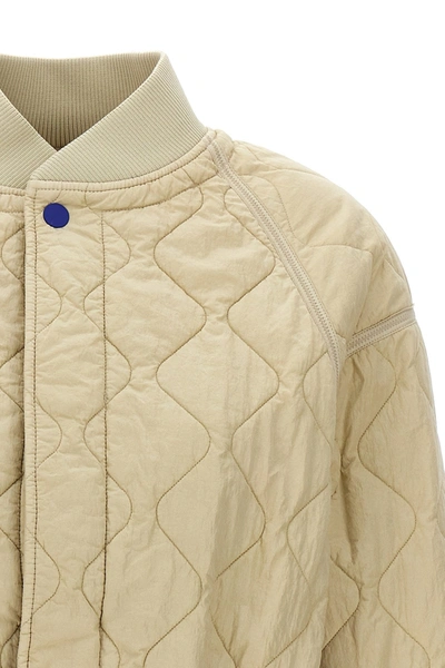 Shop Burberry Women Quilted Bomber Jacket In Cream