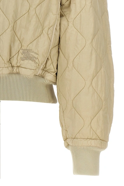 Shop Burberry Women Quilted Bomber Jacket In Cream