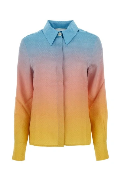 Shop Casablanca Woman Multicolor Silk Ping Pong Shirt