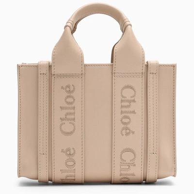 Shop Chloé Woody Small Pink Leather Bag Women