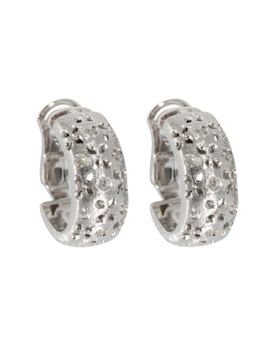 Shop Roberto Coin Granada Clip On Hoop Earrings In 18k White Gold 3/8 Ctw In Silver