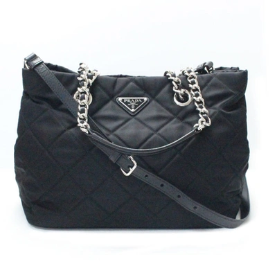 Shop Prada Cabas Leather Tote Bag () In Black
