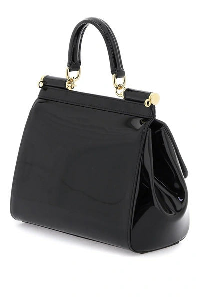Shop Dolce & Gabbana Patent Leather 'sicily' Handbag Women In Black