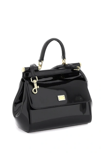Shop Dolce & Gabbana Patent Leather 'sicily' Handbag Women In Black