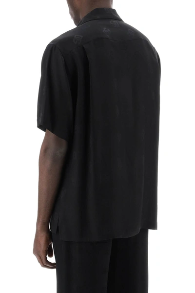 Shop Dolce & Gabbana Silk Jacquard Bowling Shirt Men In Black