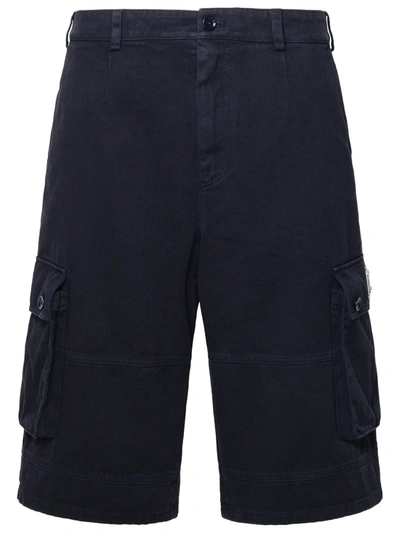 Shop Dolce & Gabbana Blue Cotton Cargo Bermuda Shorts Man